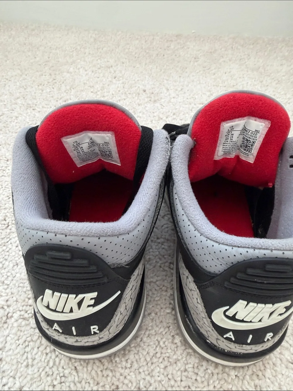 Jordan Kids Retro 3 black cement